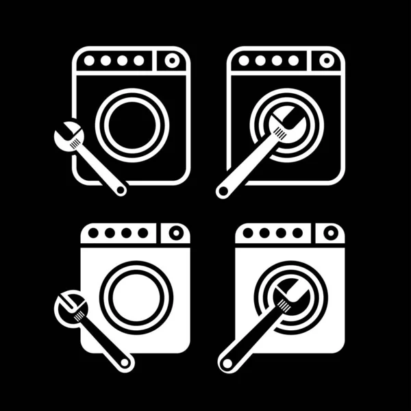 Vektorbild Ikone Einer Kaputten Waschmaschine lizenzfreie Stockillustrationen