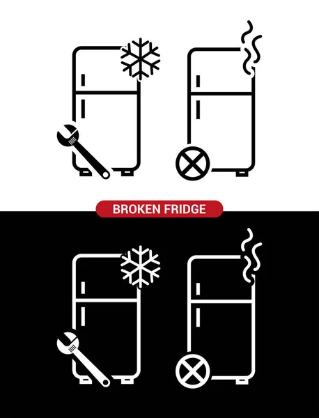 Vektorbild Ikone Eines Kaputten Kühlschranks Vektorgrafiken