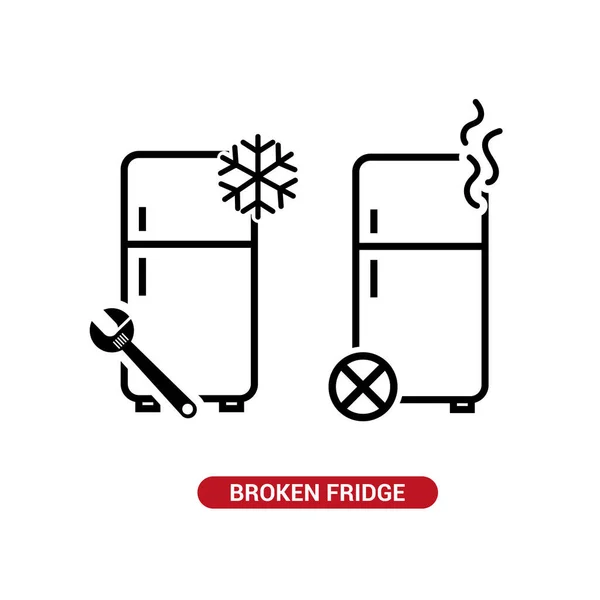 Vektorbild Ikone Eines Kaputten Kühlschranks Stockvektor