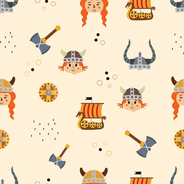 Vektorbild Rolig Modulär Bild Vikingar Att Dekorera Design För Barn Royaltyfria illustrationer