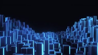 Soyut metalik küp arkaplan desenli duvar. 3B Projeksiyon Haritalama