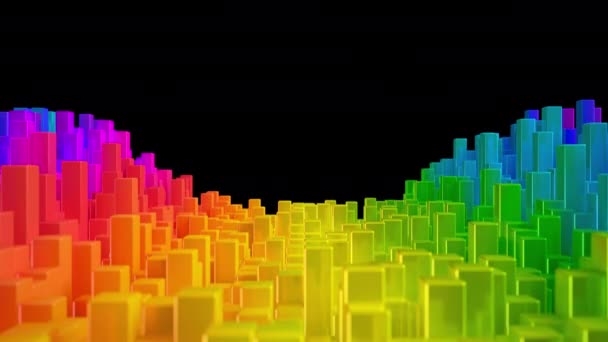 Abstrakt regnbåge metalliska kuber bakgrund mönster vägg. 3D projektionskartläggning — Stockvideo