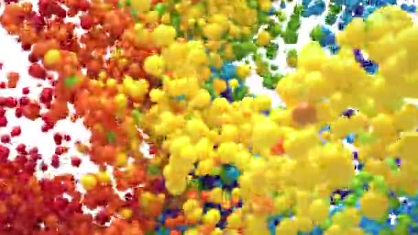 Bubble Burst - bolas de espuma coloridas balões esferas de explosão canal alfa — Vídeo de Stock