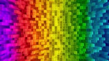 Soyut gökkuşağı metalik küp arkaplan desenli duvar. 3B Projeksiyon Haritalama