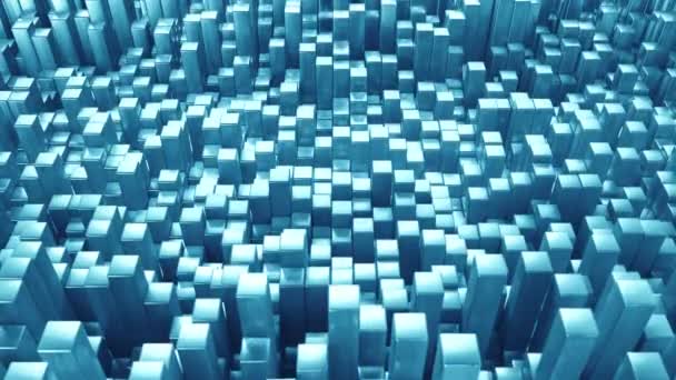 Αφηρημένη μεταλλικό μπλε κυανό κύβους φόντο μοτίβο τοίχο. Χαρτογράφηση προβολής 3D — Αρχείο Βίντεο