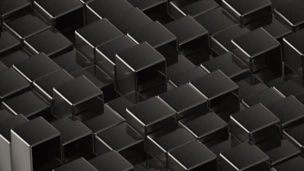 Abstractos cubos grises metálicos fondo patrón de pared. Mapeo de proyección 3D — Vídeo de stock