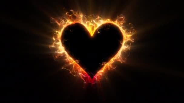 Червоний Золотий сяючий вогняне серце сформував День Святого Валентина Копіювальний простір 60fps — стокове відео
