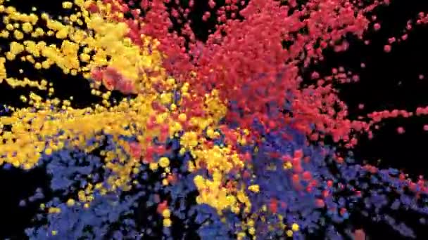 气泡破裂-红色、黄色、发泡球、气球、球体爆炸 — 图库视频影像
