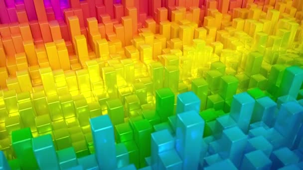 Abstrakt regnbåge barer bakgrund mönster vägg. 3D projektionskartläggningselement — Stockvideo