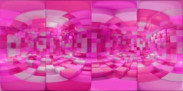 VR360 Abstrato rosa Cubos Fundo parede padrão. Mapeamento de projeção de renderização 3D — Vídeo de Stock