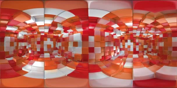 VR360 Abstract Kubussen Achtergrondpatroon muur. 3D weergave projectie in kaart brengen — Stockvideo