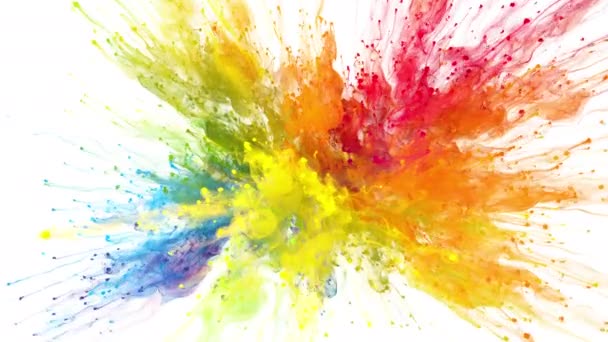 カラーバースト虹色多色粉末爆発液インク粒子 — ストック動画