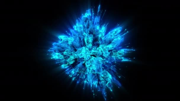 Kleur Burst kleurrijke rook poeder explosie vloeistof inkt gloeien deeltjes alfa mat — Stockvideo