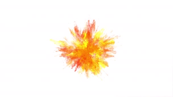 Color Burst - kleurrijke rook poeder explosie vloeistof inkt deeltjes alfa mat — Stockvideo