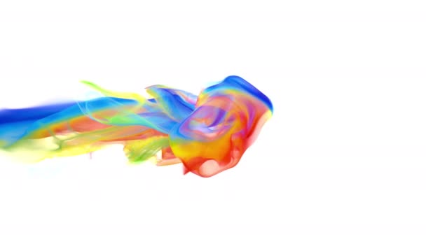 Rainbow barevné barvy inkoust kapka ve vodě inkoust mrak vířící kouř alfa — Stock video
