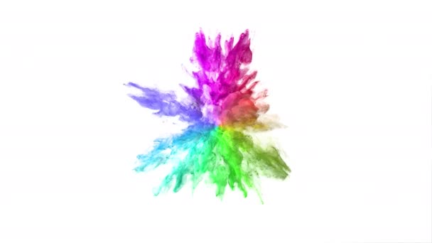 Color Burst - színes füst por robbanás folyadék tinta részecskék alfa matt — Stock videók