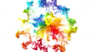 Parlak renkli gökkuşağı tozu şok dalgası patlaması sıvı mürekkep parçacıkları