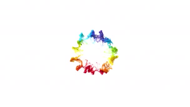 Meervoudige iriserende meerkleurige pulserende schokgolf deeltjesexplosies alfa — Stockvideo