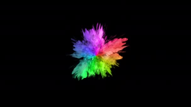 Color Burst iridescent multicolored rainbow powder explosion fluid ink particles — Stock Video