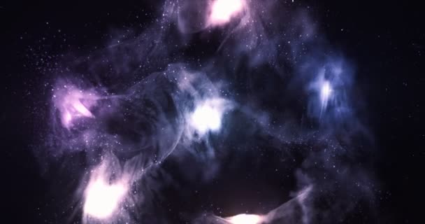 Voo espacial 3D em torno da nebulosa celestial no espaço completo 4K — Vídeo de Stock