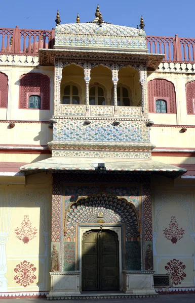 Indien Jaipur Stadtpalast Balkone Architektur — Stockfoto