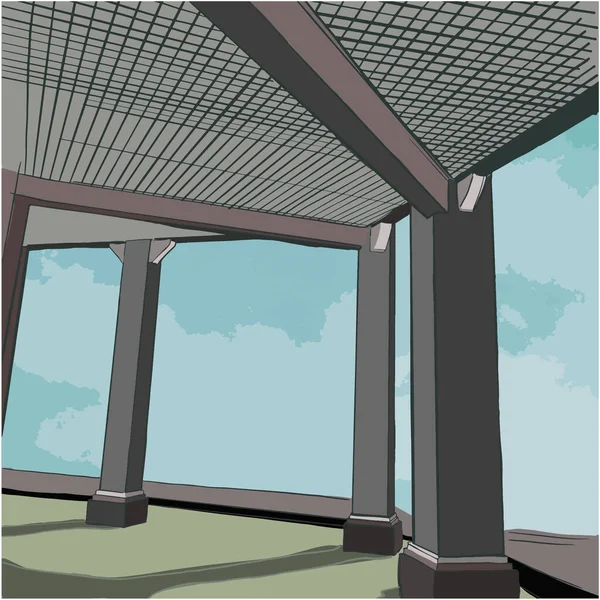 Balkon sütunlu açık hava mimarisi