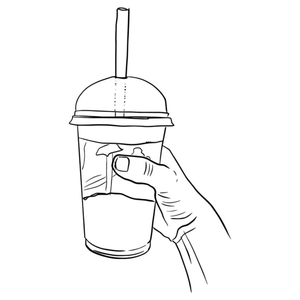 El ele tutuşmanın taslağı plastik bardakta pipetle içilir.