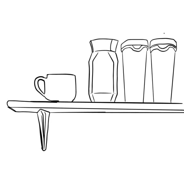 Konteynırlarla mutfak rafının taslağını çiz 