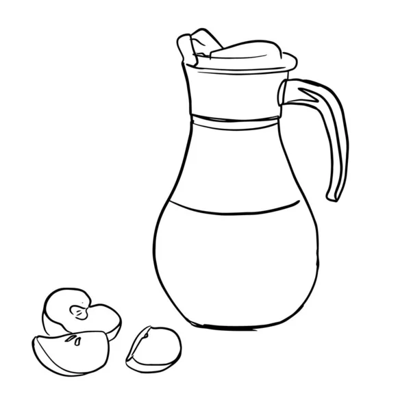 Sürahi ve elma taslağı.