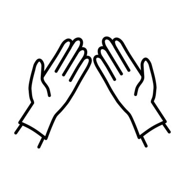 Eldivenli el simgesi. Covid-19, 2019-NCoV Çin 'de, Wuhan. Beyaz arka planda izole edilmiş. Vektör illüstrasyon eps10. İmza veya sembol