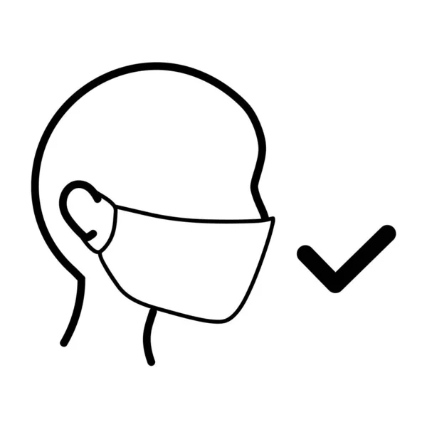 マスクのアイコンを正しく着用してください コヴィト 2019 Ncov China 白い背景に隔離されている ベクトルイラストEps10 記号または記号 — ストックベクタ