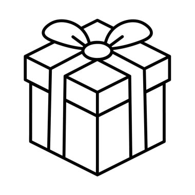 Kare hediye kutusu simgesi. Kurdele yaylı paket. Basit düz çizim. Beyaz arkaplanda izole edilmiş vektör eps10