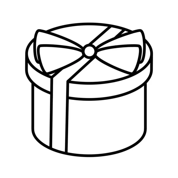 Cylinder Gift Box Icon Parcel Ribbon Bow Simple Flat Illustration — Stock Vector