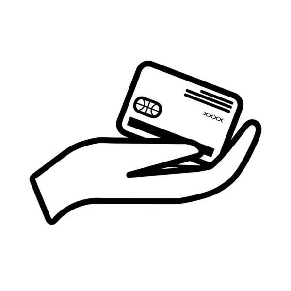 Kreditkarte Der Hand Symbol Vektor Stock Illustration Isoliert Auf Weißem — Stockvektor
