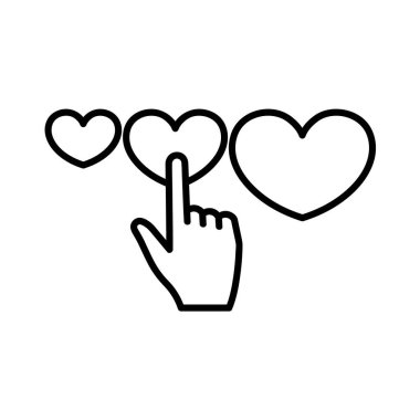 Kalplerle elle oy verin. Siluet simgesi. Blak vuruşu beyaza izole edildi