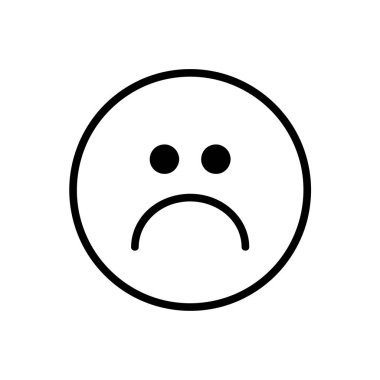 Üzgün gülümseme ikonu. Beyaz üzerine izole edilmiş resim çizelgesi