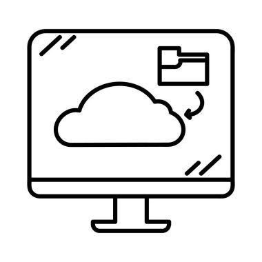 Bulut depolama ikonu. Aygıt ekranında yedekleme için piktogram. Beyaz arkaplanda izole.