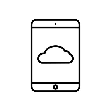 Bulut depolama ikonu. Aygıt ekranında yedekleme için piktogram. Beyaz arkaplanda izole.