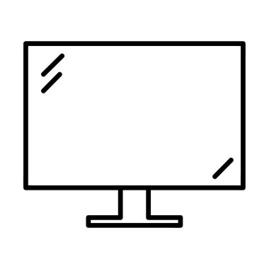 PC monitör simgesi. Beyaz arka planda izole edilmiş. Basit düz vektör. Eps10 sembolü