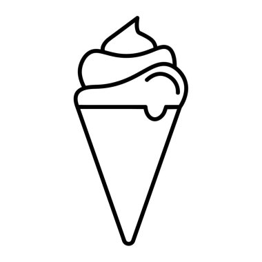 Waffle Dondurması yassı ikonu. Ağ için piktogram. Çizgi vuruş. Beyaz arka planda izole edilmiş. Vektör Eps10