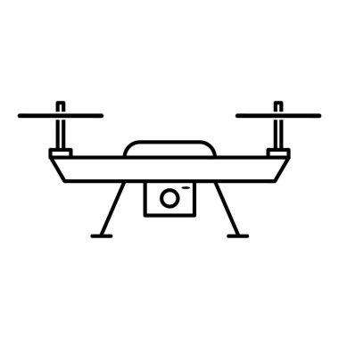 İHA simgesi. Ağ için düz resim. Çizgi vuruş. Beyaz arka planda izole edilmiş. Vektör Eps10