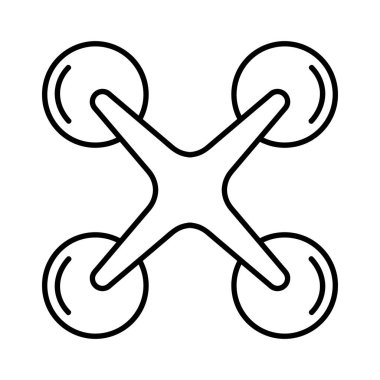 İHA simgesi. Ağ için düz resim. Çizgi vuruş. Beyaz arka planda izole edilmiş. Vektör Eps10