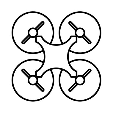 İHA simgesi. Ağ için düz resim. Çizgi vuruş. Beyaz arka planda izole edilmiş. Vektör Eps10