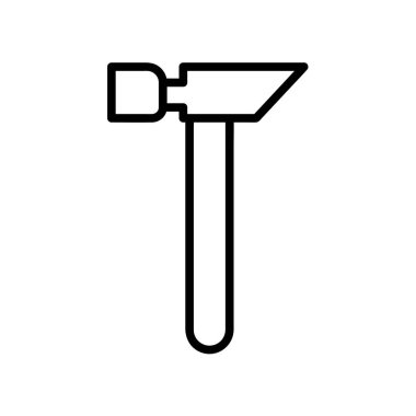 Bir çekiç yassı ikon. Ağ için piktogram. Çizgi vuruş. Beyaz arka planda izole edilmiş. Vektör Eps10