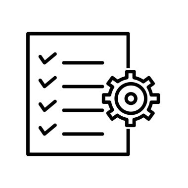 Kontrol listesi düz simgesi. Ağ için piktogram. Çizgi vuruş. Beyaz arka planda izole edilmiş. Vektör Eps10