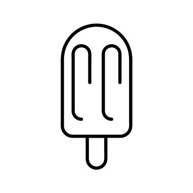 Dondurma yassı ikonu. Ağ için piktogram. Çizgi vuruş. Beyaz arka planda izole edilmiş. Vektör Eps10