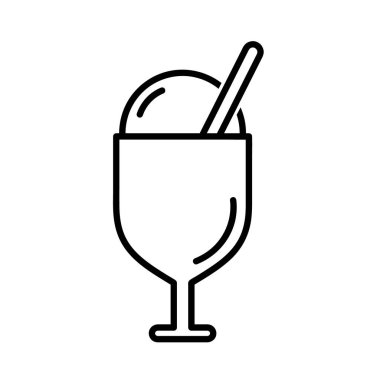 Dondurma yassı ikonu. Ağ için piktogram. Çizgi vuruş. Beyaz arka planda izole edilmiş. Vektör Eps10