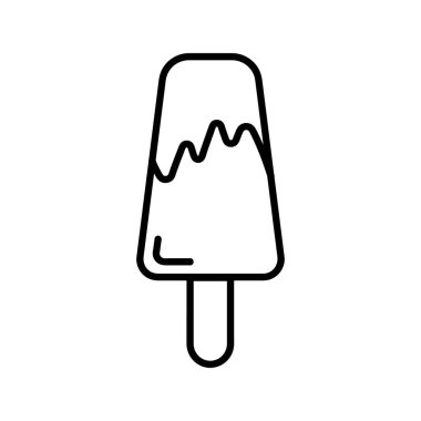 Dondurma yassı ikonu. Ağ için piktogram. Çizgi vuruş. Beyaz arka planda izole edilmiş. Vektör Eps10