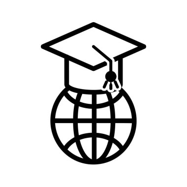 Çevrimiçi eğitim dairesi ikonu. Ağ için piktogram. Çizgi vuruş. Beyaz arka planda izole edilmiş. Vektör Eps10