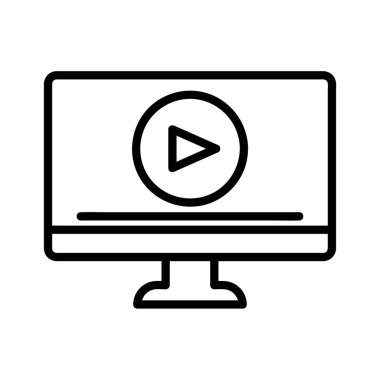 Çevrimiçi eğitim dairesi ikonu. Ağ için piktogram. Çizgi vuruş. Beyaz arka planda izole edilmiş. Vektör Eps10